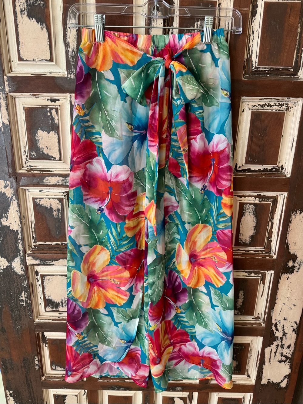 Barbie x Mumu - Malibu Floral sheer tie waist cover up pants - XS